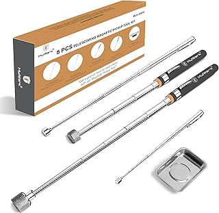 Mulwark Heavy-Duty 5-Piece Telescoping Magnetic Pickup Tool Set with Tray