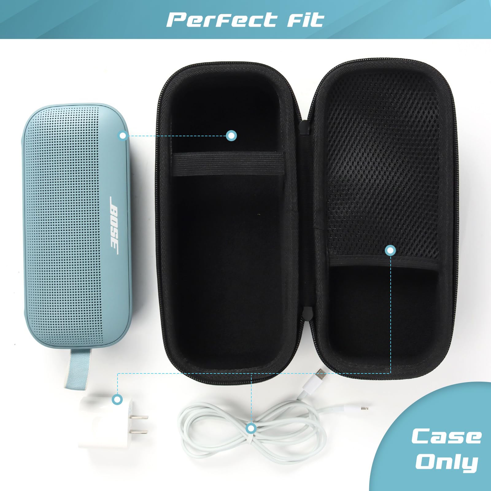 SnawikiBag Hard Travel Speaker Case for Bose SoundLink Flex Speaker,For Anker Soundcore Motion 300 Wireless Hi-Res Portable Speaker,Waterproof and Drop-Proof, Box Only (Black)…