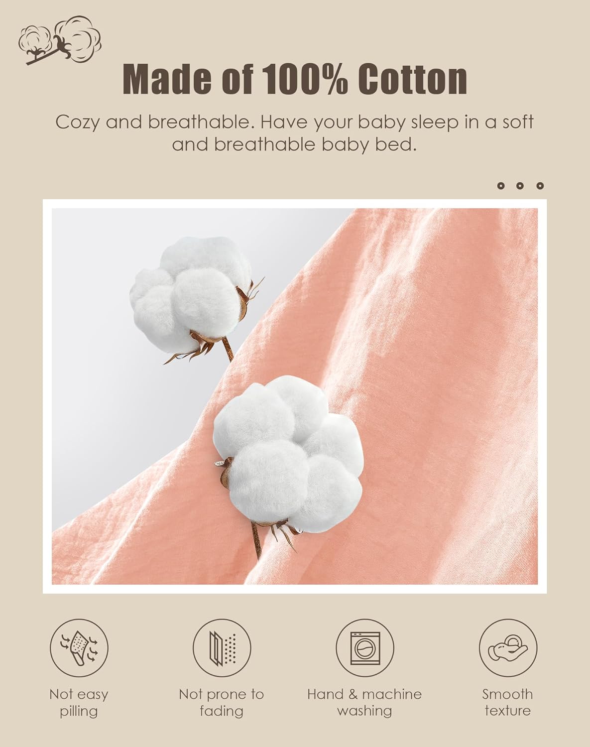 SWEET DOLPHIN 2-Pack Muslin Crib Sheets for Boys & Girls, Ultra Soft Breathable 40S Long-Staple Cotton Fitted Baby Sheets for Standard Crib Mattress 52"x28", Light Sakura- Nursery Essentials