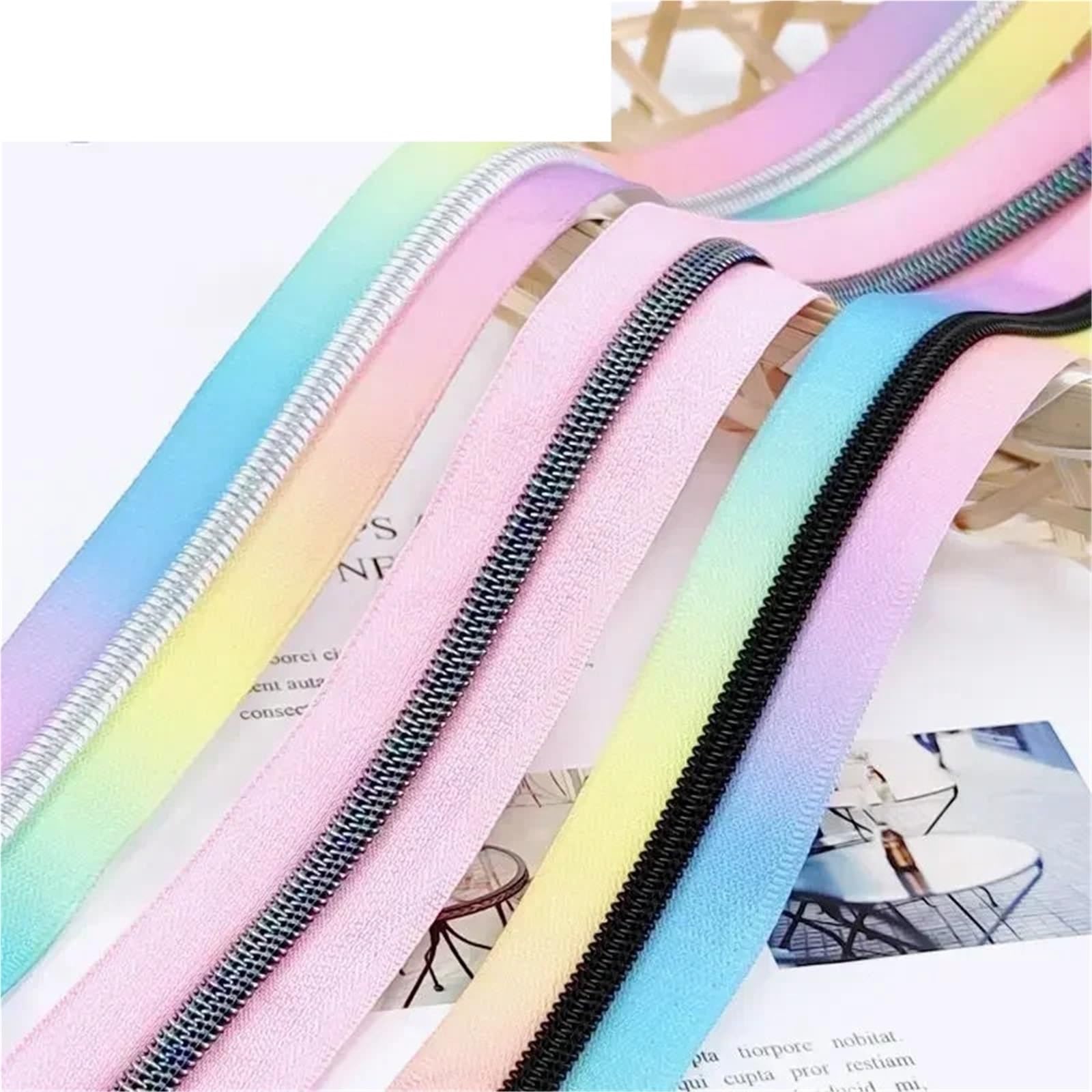 Cremallera bidireccional 2 piezas 2/3/5M 5# cremalleras de nailon impresas decorativas bolsa equipaje cremallera bobina rollo Arco Iris cierres Kit reparación Para bricolaje(M018,5Meters)