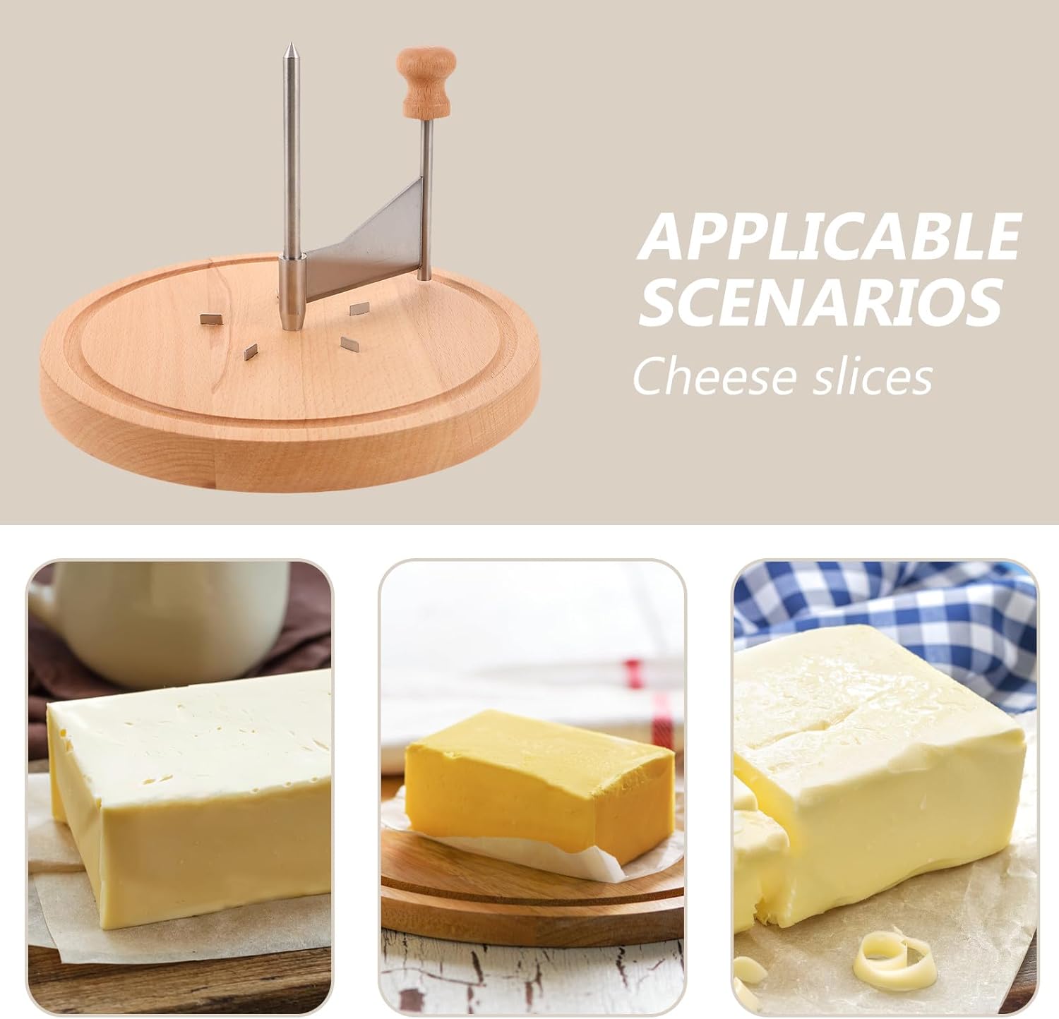 NUOBESTY Cheese Curler Wheel, Stainless Steel Cheese Shaver with Wooden Base - Manual Handheld Grater Slicer for Chocolate, And Dessert Shops 8. 65x8. 65x5. 31in