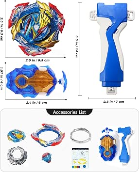 Desamvap Battling tops Burst Pro Series Dynamite Ultimate Valkyrie Variable Battle Game Set with Launcher & Grip Right Spin DB Layer System Toy Gift for Kids Boys
