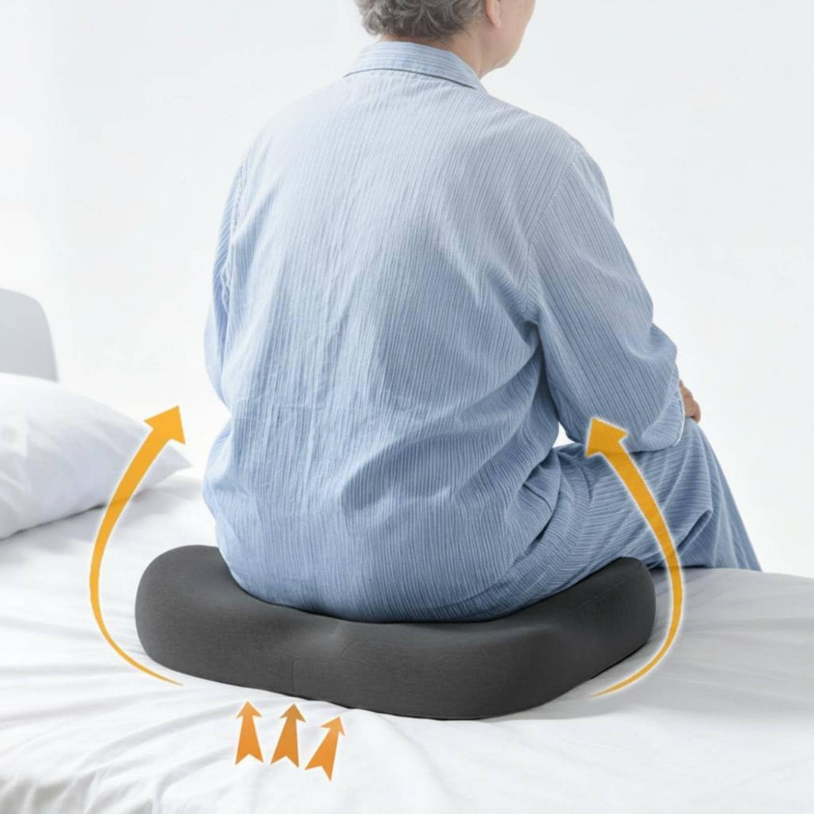 Cuscino Ortopedico da Seduta Donut Cuscino Circolare Cuscino Posteriore Cuscino per Sedia in Poliestere E Schiuma Memory Traspirante Comfort, Grigio Scuro, Piccolo Motivo A Rombi