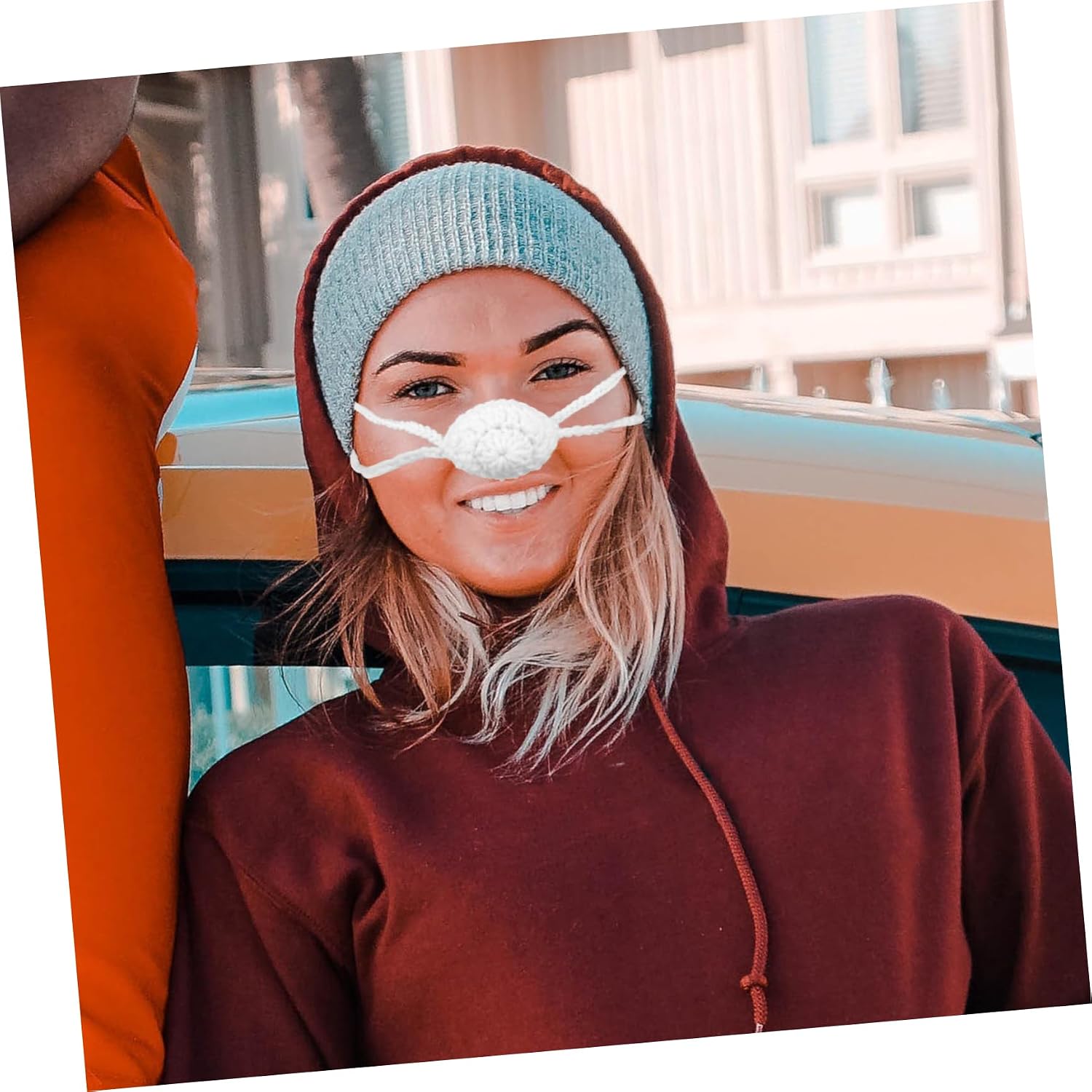 Housoutil Nose Warmer for Women Soft Knitted Crochet Nose Cover for Cold Weather for Skiing and Outdoor Activities Cozy White Design
