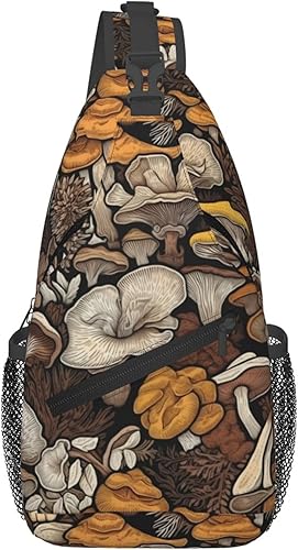 Vista 16 de Mochila cruzada con hongo botánico, bolsa cruzada casual, bolsas de pecho para viajes, senderismo, mochila de hombro para mujeres y hombres Color 11