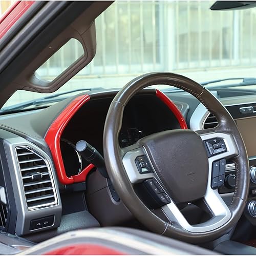 Miniatura 5 de Voodonala Moldura roja para tablero de instrumentos para Ford F150 F250 F350 Super Duty 2015, 2016, 2017, 2018, 2019, 2020 (rojo, 3 piezas)