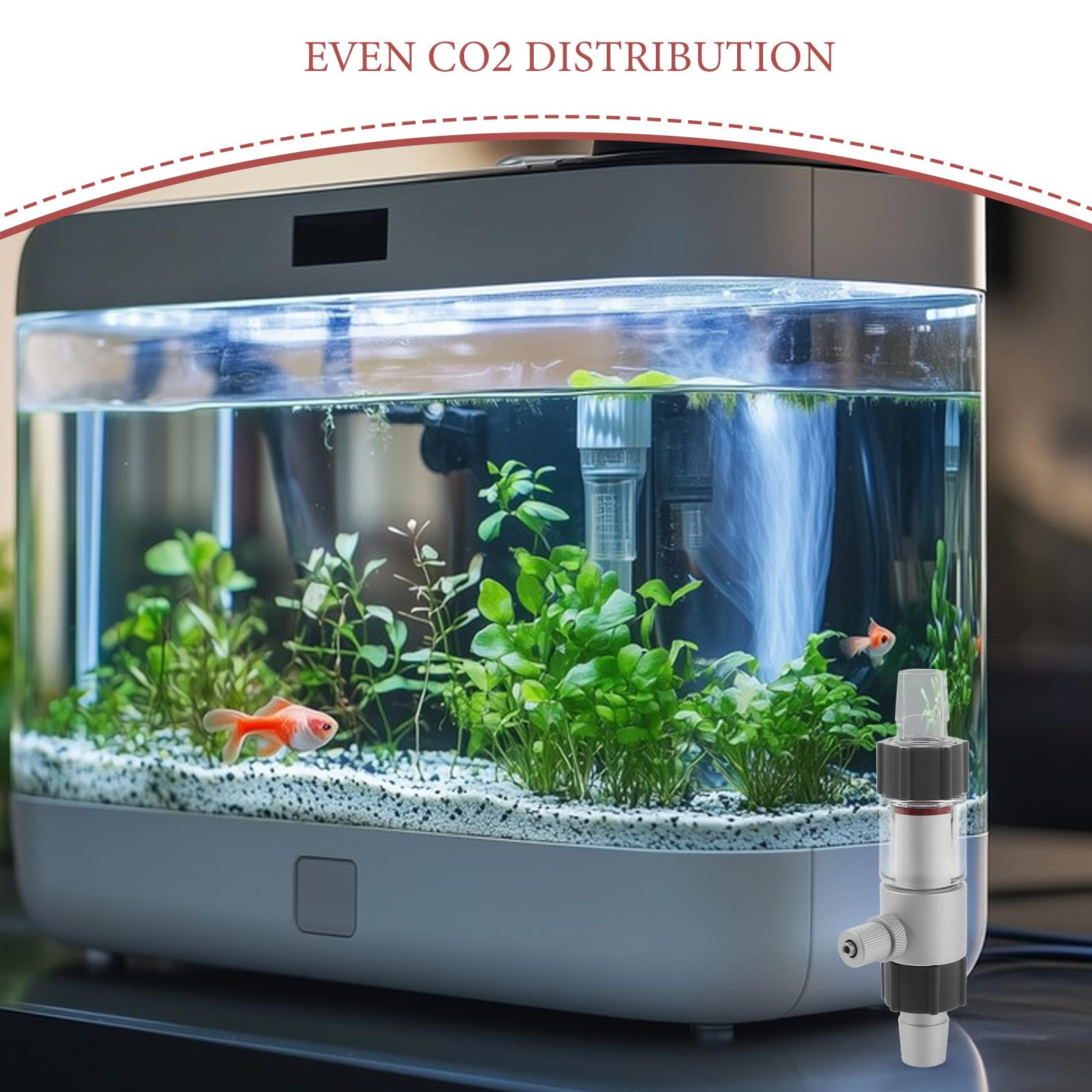 Gatuida Reattore diffusore di CO2 a Bolle Nano per Acquario, diffusore di anidride carbonica Esterno in, connettore di Uscita per Serbatoio d'Acqua in Vetro, regolatore del contatore di Bolle