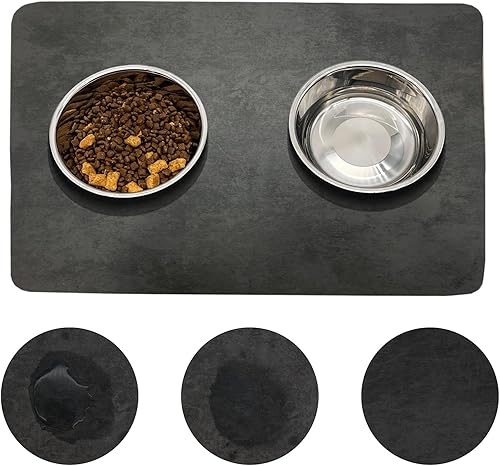 kathson Tapete absorbente de comida para perros, antimanchas, de secado rápido, tapete para comida para gatos, manteles individuales antideslizantes