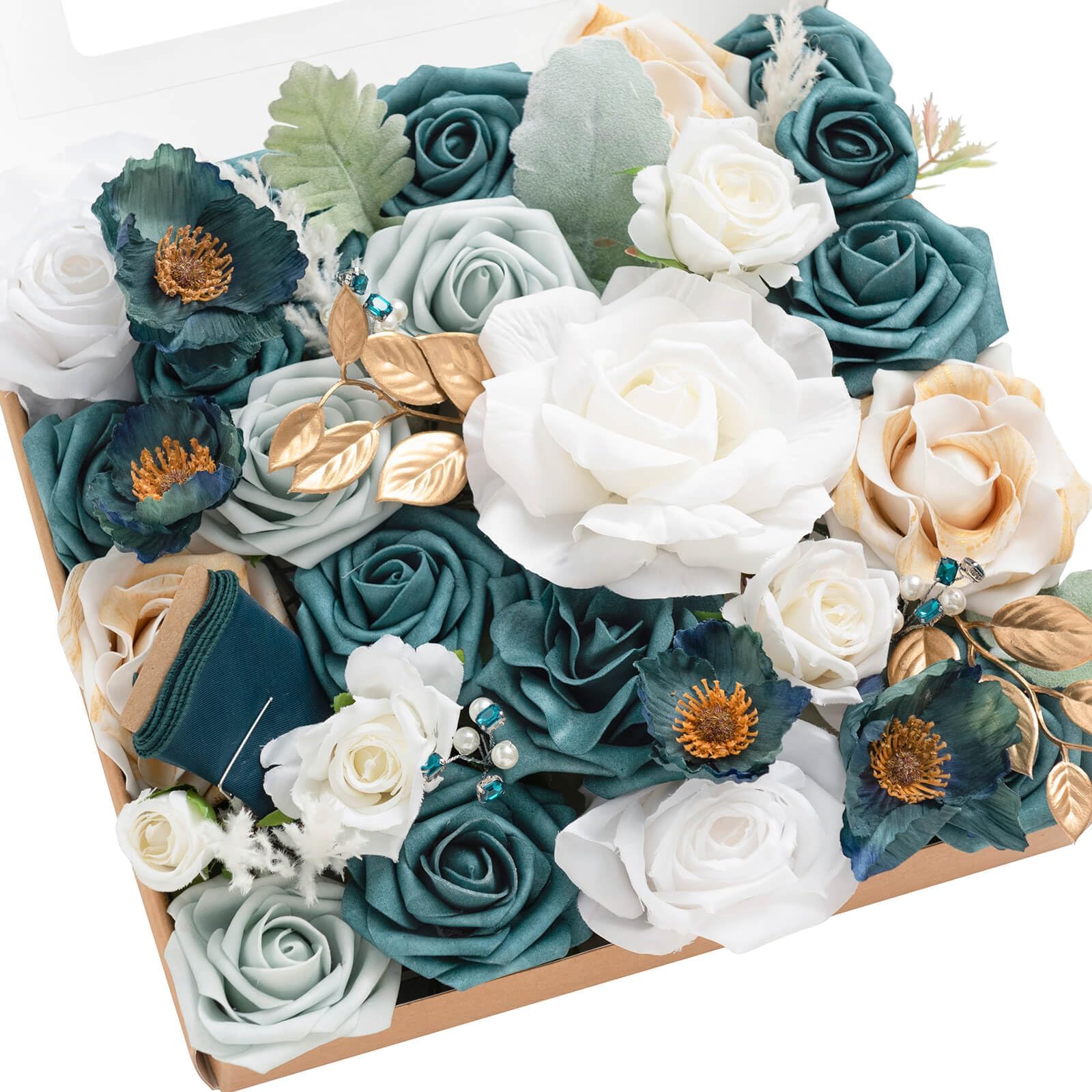 Ling's Moment Artificial Flowers Wedding Rustic Teal Fall Combo for DIY Wedding