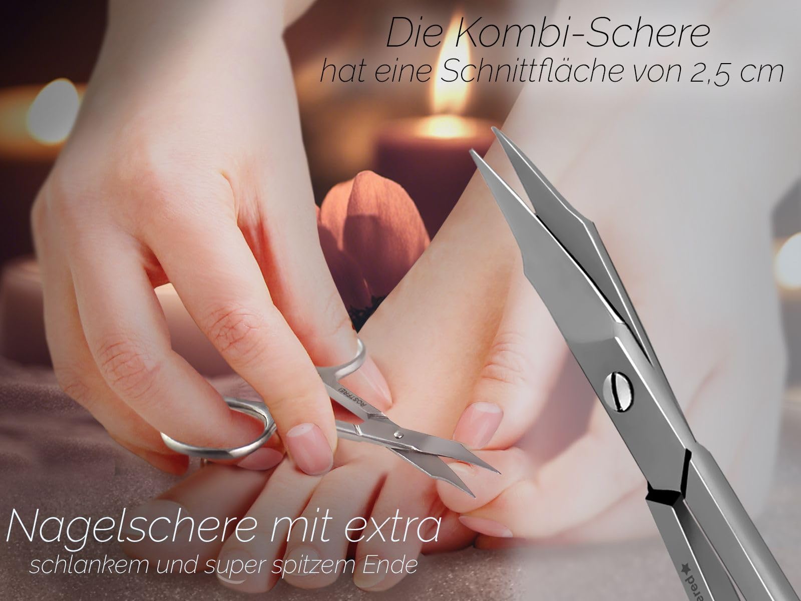 Profi Nagelscheren-Set - Hautschere Gebogen - Kombi Set für Finger und Fußnägel