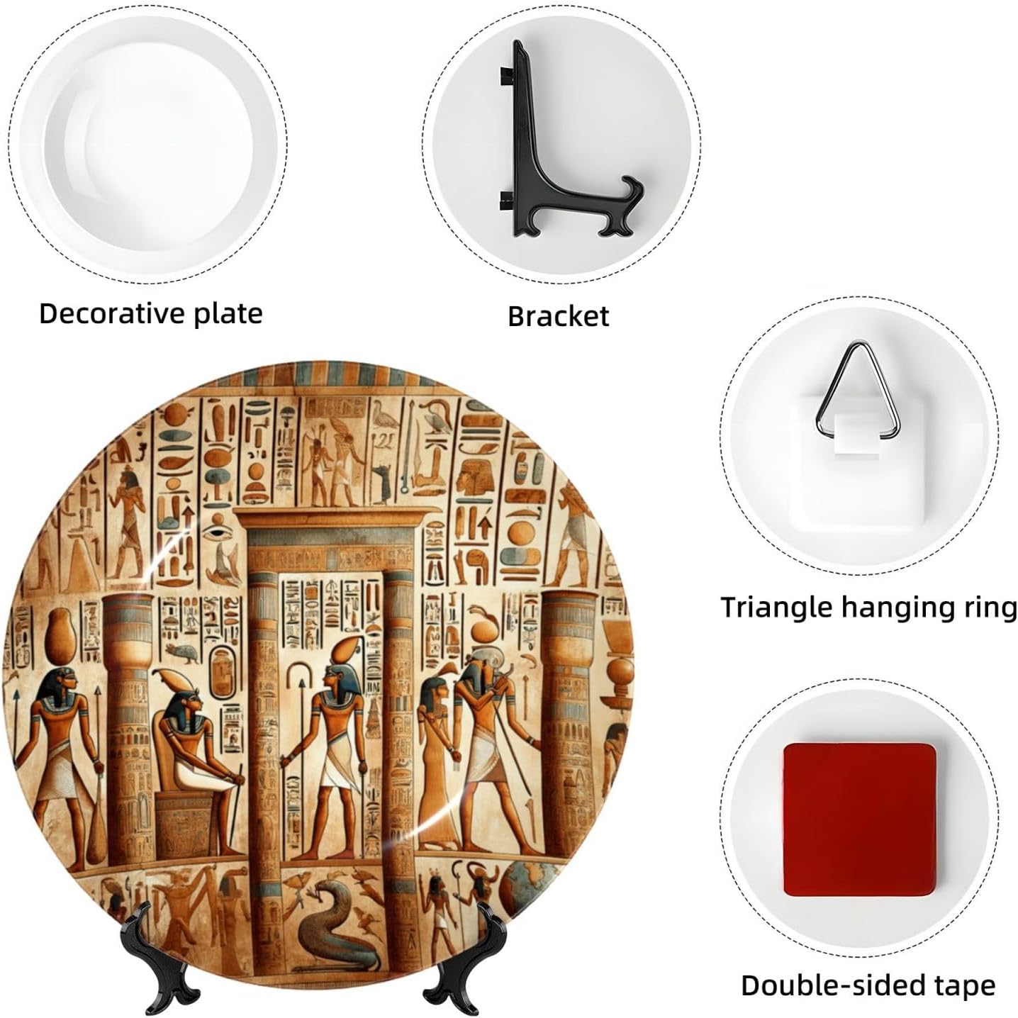Ancient-Egyptian-Civilization 10 Inch Decorative Plate With Stand, Elegant Display Wall Plate For Home Decor