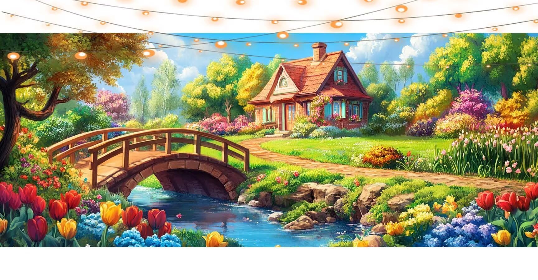 Diament Malarstwo Ogród Diament Malarstwo Dorosły Duży Format 70x180cm Krajobraz Haft Diamentowy Pełny zestaw, 5D Aktywność Ręczna Dorosły Diament Malarstwo Rhinestone Ścieg krzyżykowy, Dekoracje