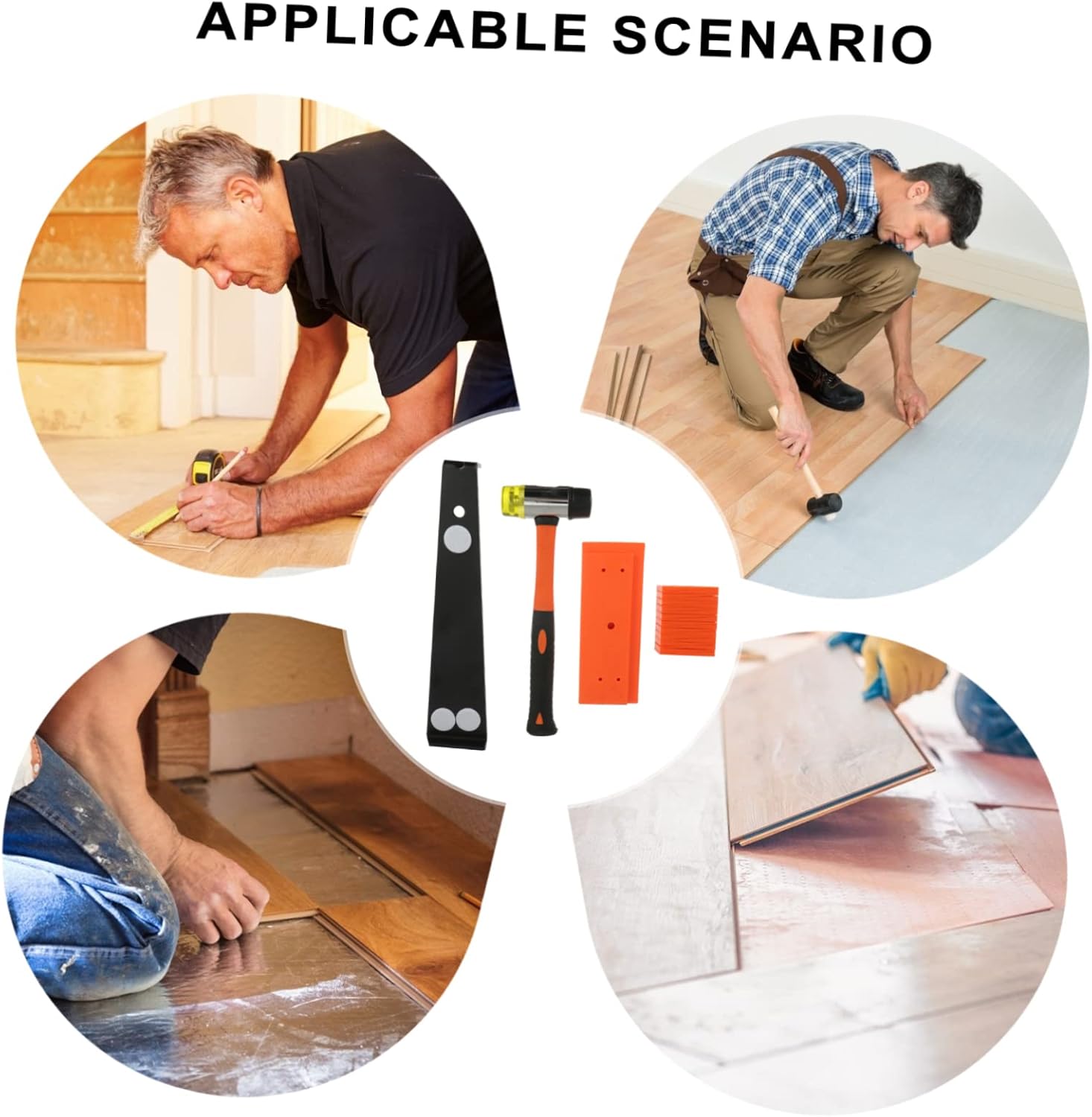 NUOBESTY 1Set Wood Flooring Installation Kit with Tapping Block Hammer and Spacers for Efficient Vinyl and Setup