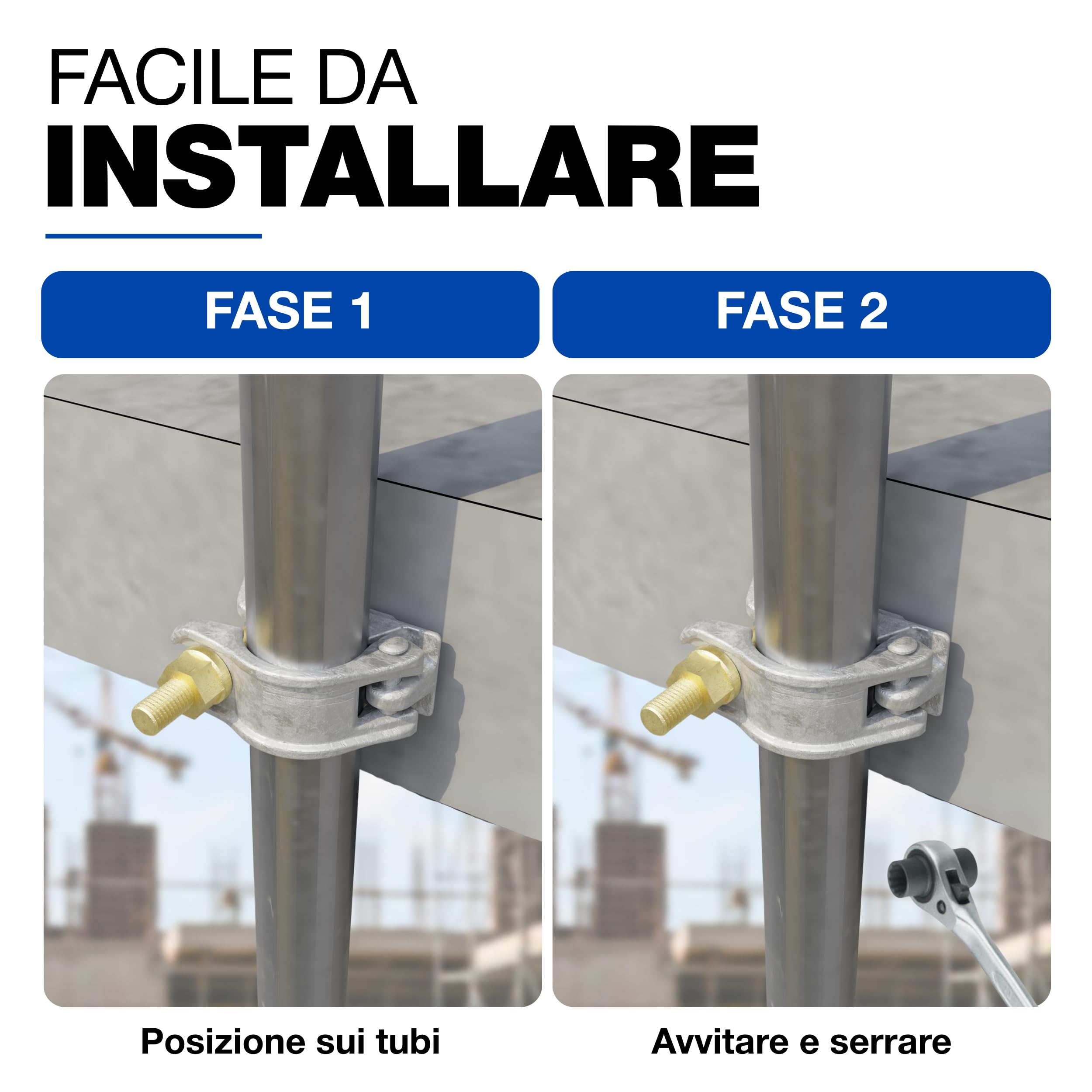 GeZu Impex Mezza Accoppiatore 48 x 48 mm Morsetto Elettroplaccato per Tubi di Costruzione in Acciaio per Impalcature Raccordo di Fissaggio per Giunti di Ponteggio