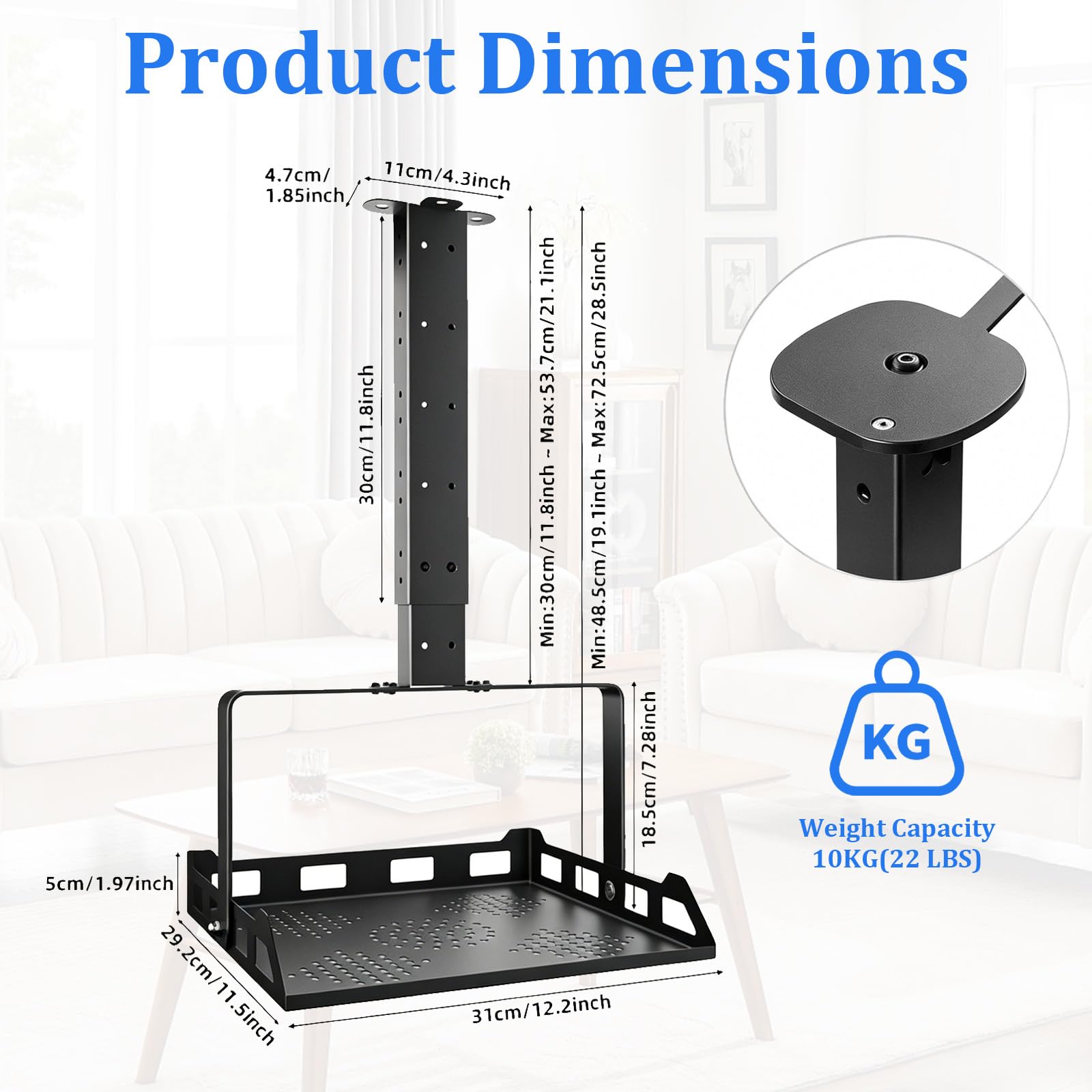 Fixation au plafond pour projecteur avec plateau, support de projecteur