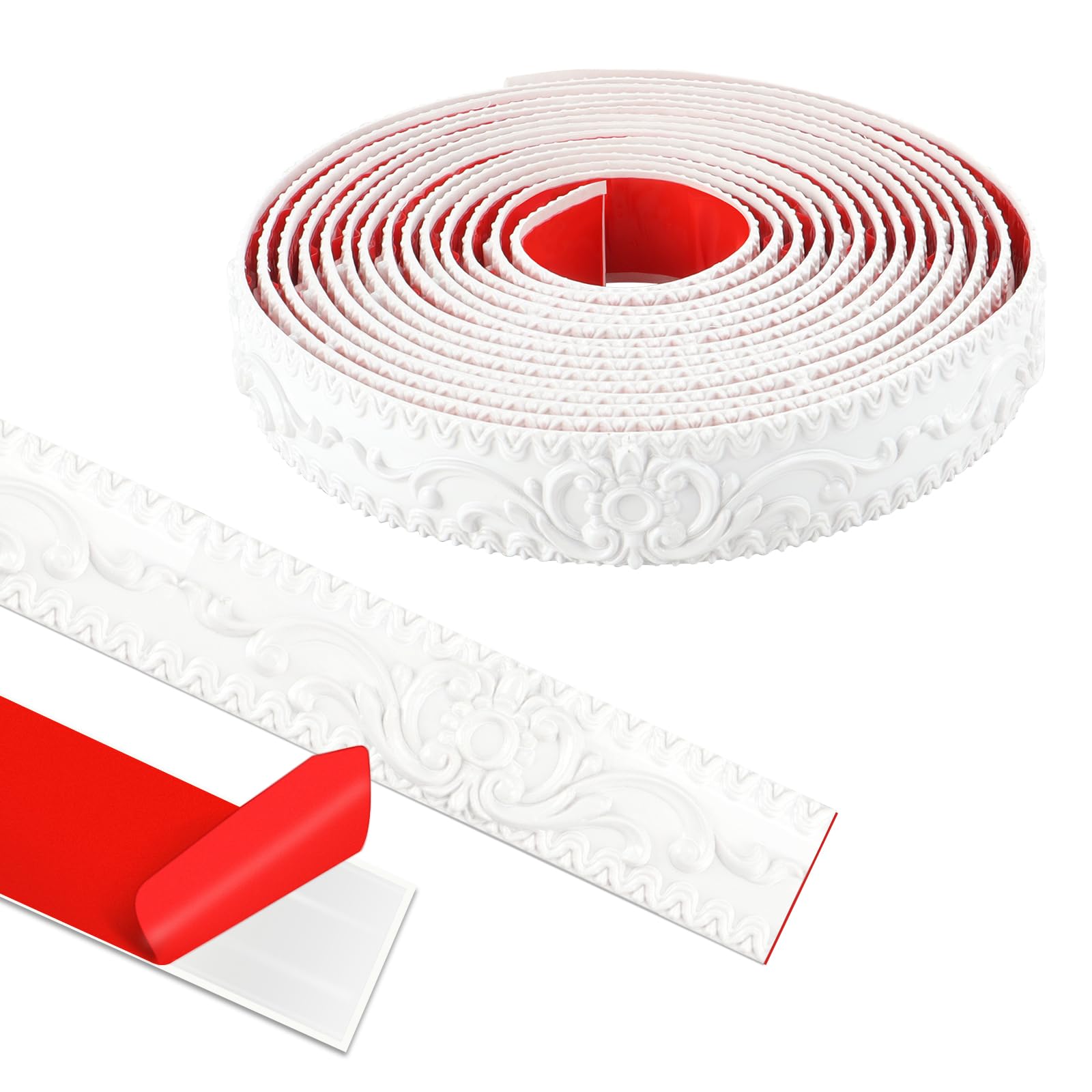 500cm*3.6cm Moulding Trim, Self-Adhesive Coving for Ceilings, 3D Wall Trim for Mirror Edges, Furniture, Door Frames, Ceilings, Home Decoration(White)
