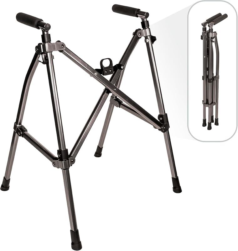 Stander Wonder Walker Lite Short, Lightweight Junior Folding Mobility Aid for Petite Adults, Seniors, and Elderly, Collapsible Travel Assistant with Rubber Feet for Support, Black Walnut