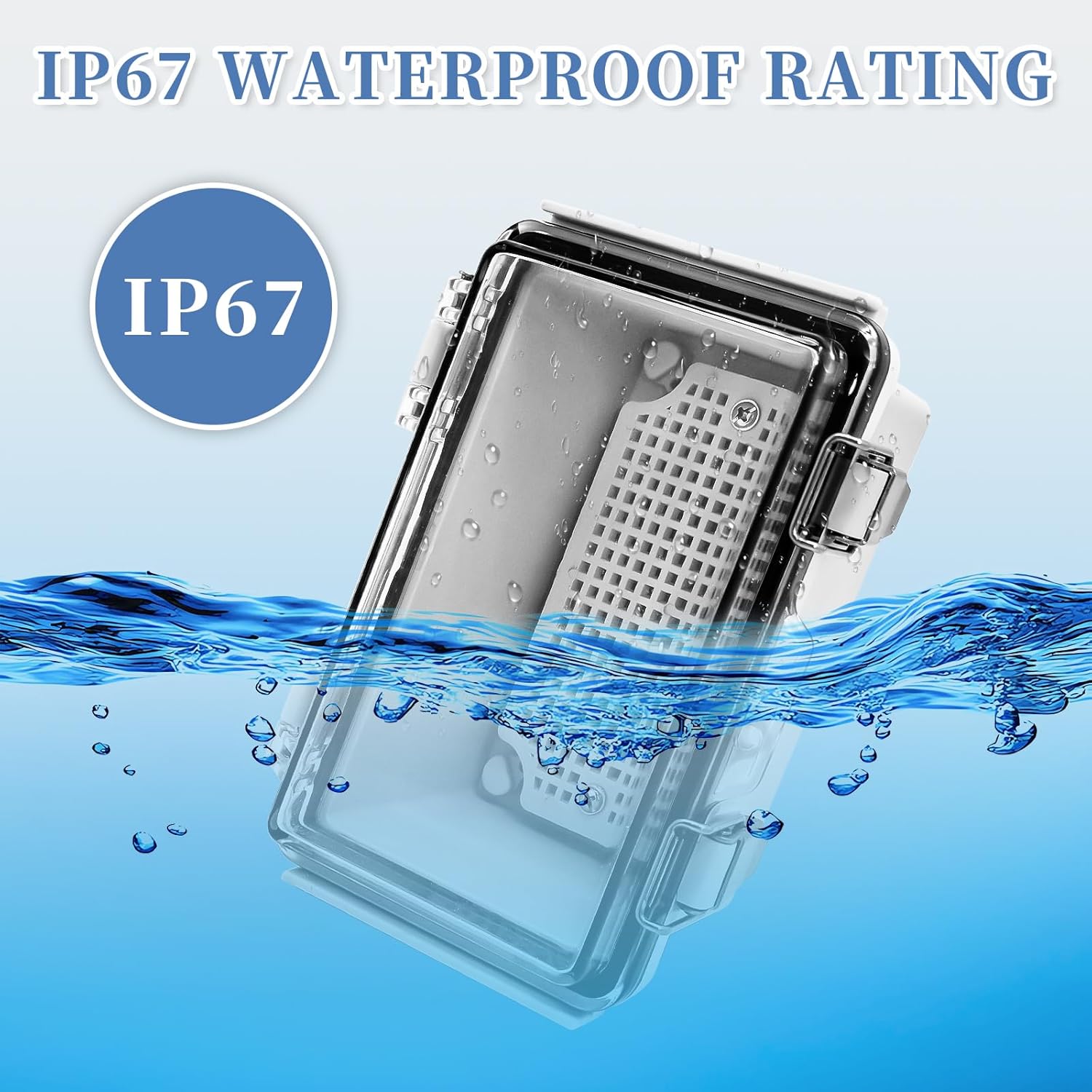 Waterproof Outdoor Electrical Box 5.9"x3.93"x3.54"D IP67 ABS Plastic Enclosure with PC Transparent Cover Outdoor/Indoor Lockable Electrical Junction Box,with Mounting Plate