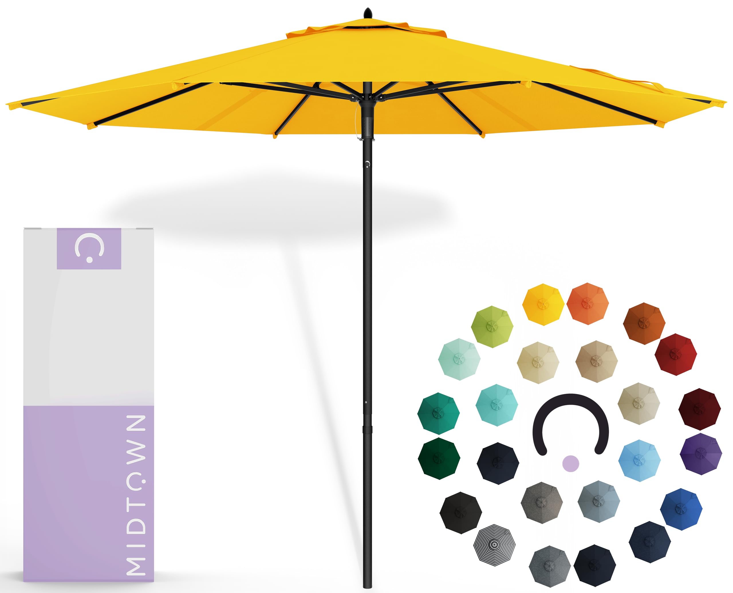 Midtown Umbrellas Push & Pop 9 Ft Patio Umbrellas with Push & Pop Mechanism, Fiberglass Ribs & Sunbrella Fabric – Outdoor Umbrella for Deck, Pool,