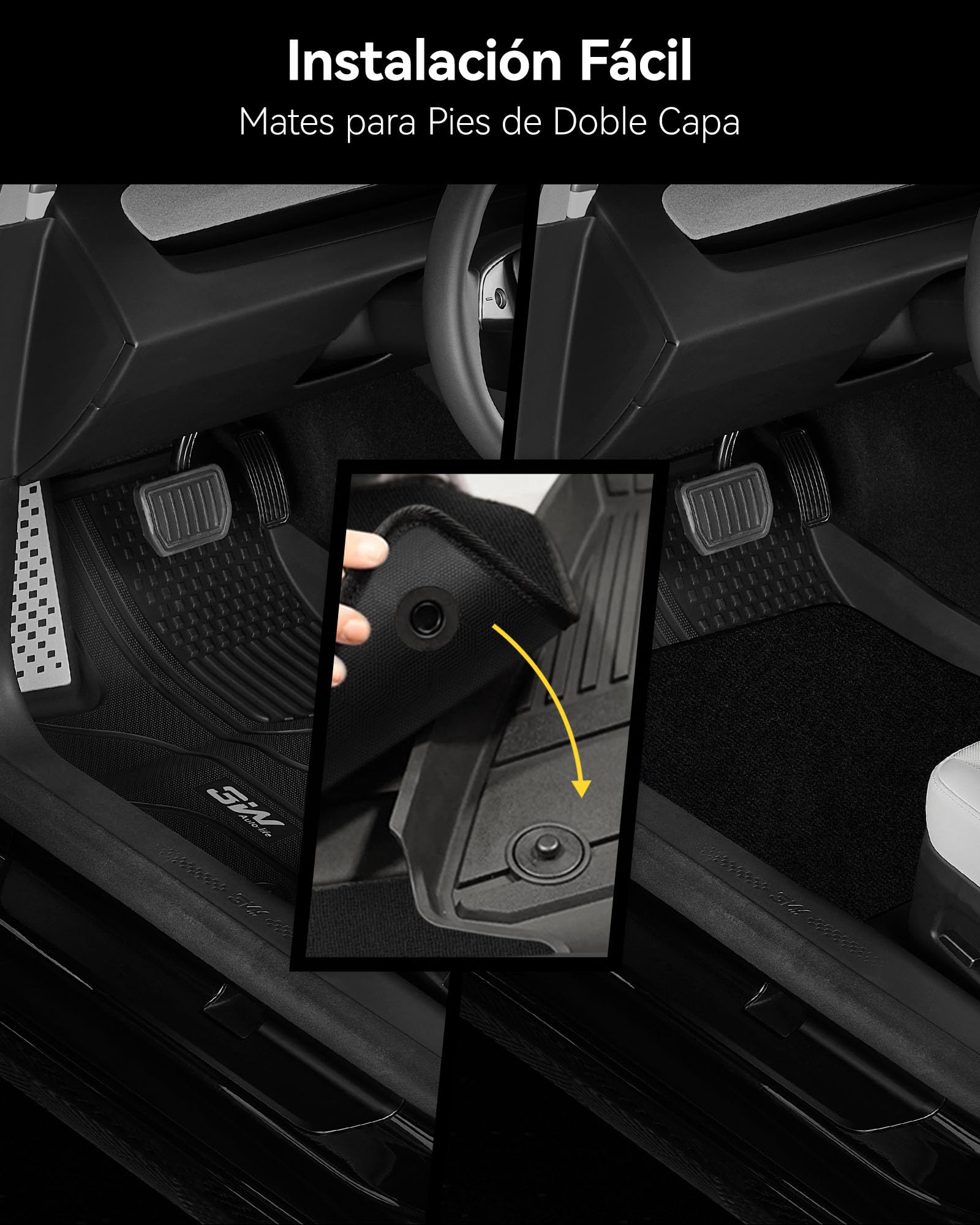 3W Thorex™ - Juego de alfombrillas antideslizantes para maletero y maletero de coche (8 piezas, para Tesla Model 3 Highland 2024-2026)