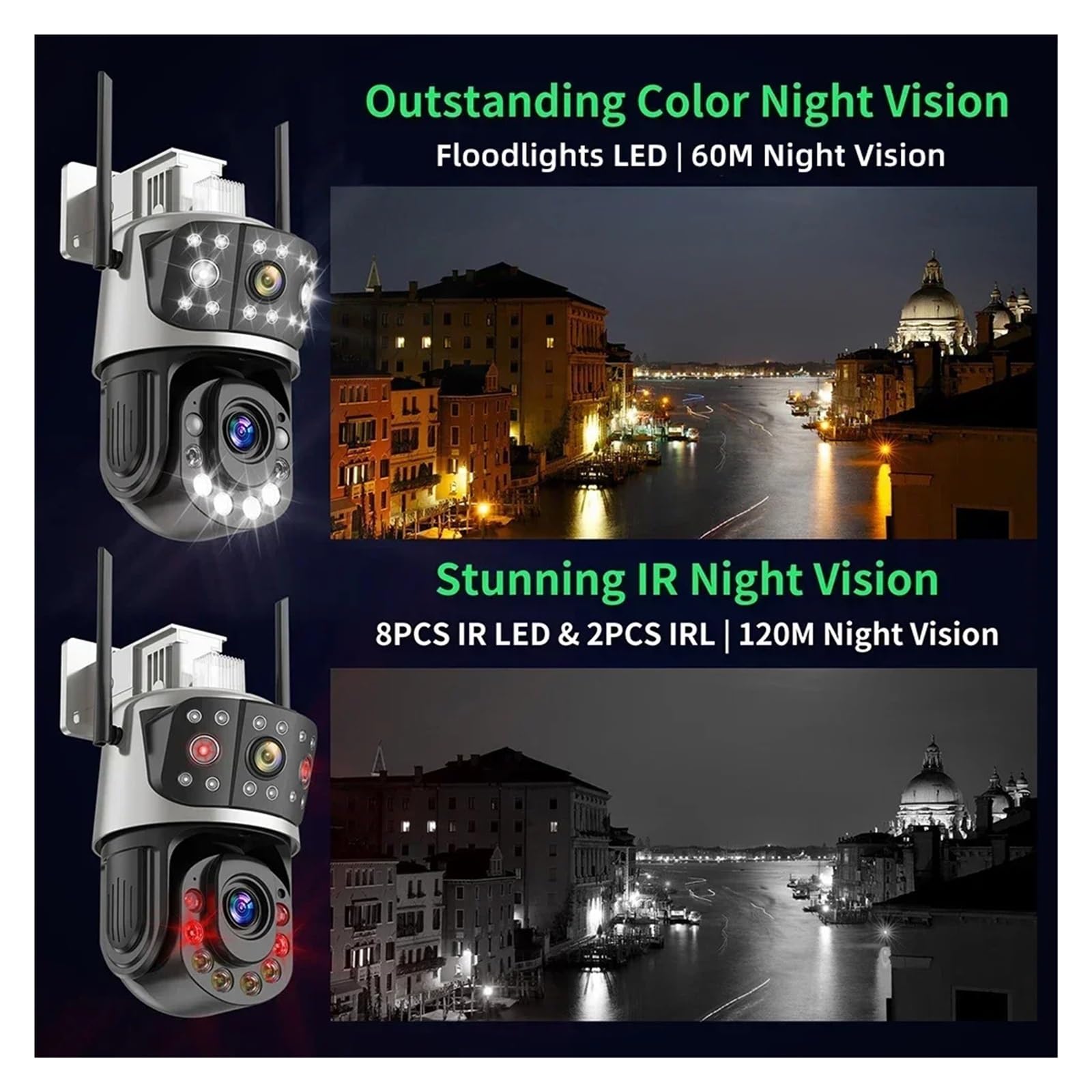 Telecamera di sicurezza WiFi esterna PTZ da 8 MP 360°