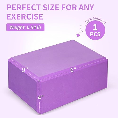 Miniatura 2 de 1 Pack Large Yoga Block 9x6x4 Inches, Sturdy Yoga Foam Blocks, High Density & Non Slip Surface for Yoga, Pilates & Stretching, Fitness Accessories