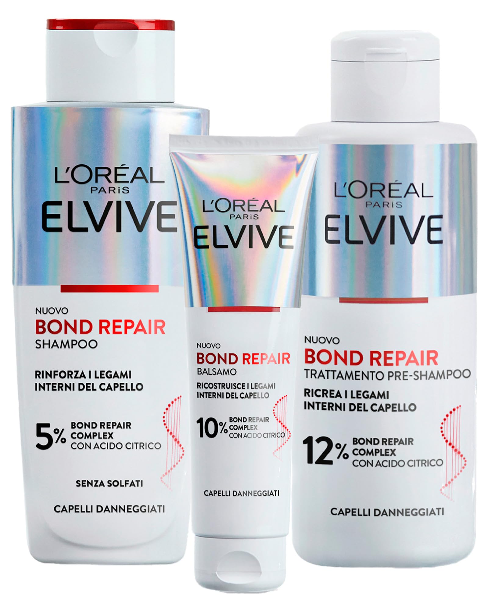  L'Oréal Paris Elvive Bond Repair Set per Capelli Danni Compromessi + Shampoo Sazio e Rinnovante 200 ml + Condotto Idrat