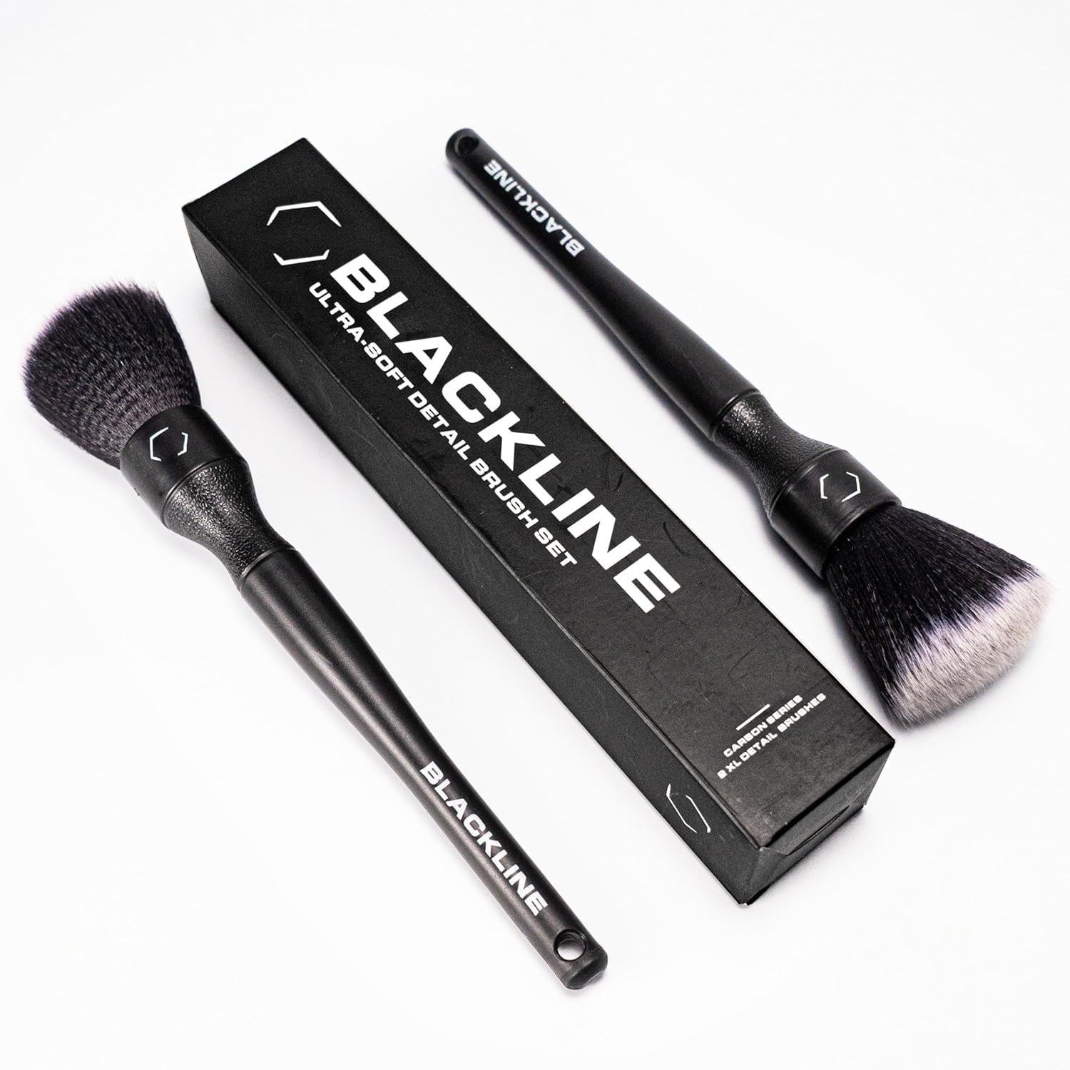 Blackline Ultra Soft Car Detailing Brushes Set - Premium Boar's Hair Bristles for Interior & Exterior Cleaning