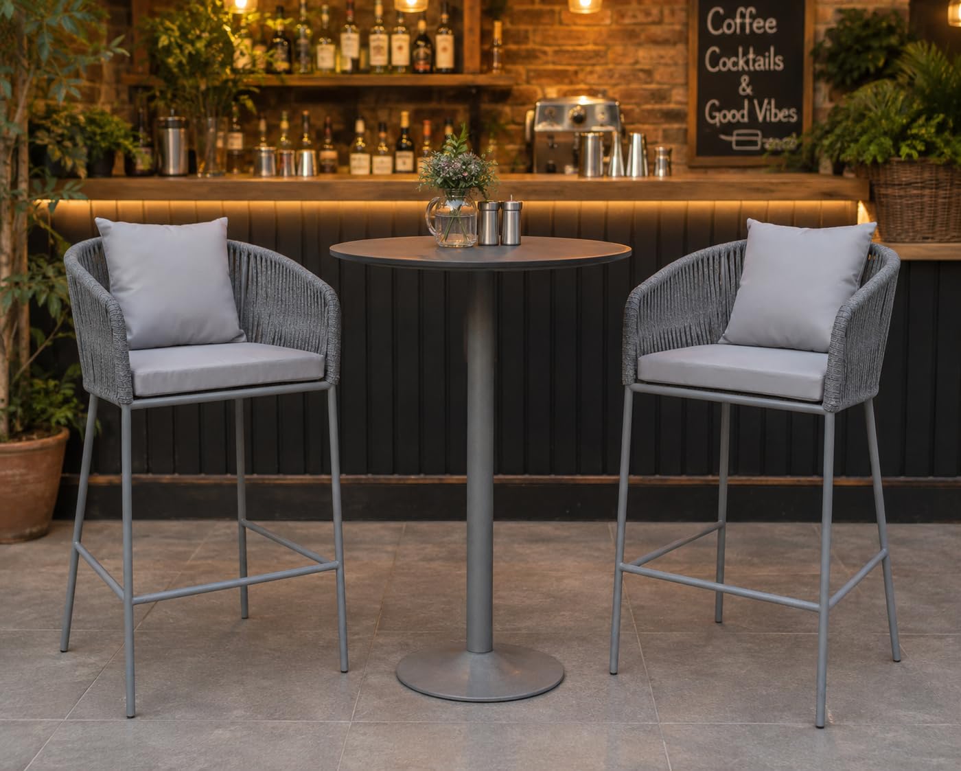 Bar Chair with Iron Frame Finish with Powder Coating Optional Color and Seat with PU Leather and Back with Rope 17x17x30inch-image-10