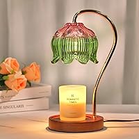 Vista 24 de Lámpara calentadora de velas con diseño de flores con temporizador, calentador de cera, altura ajustable, regalos de cumpleaños para mujeres, mamá