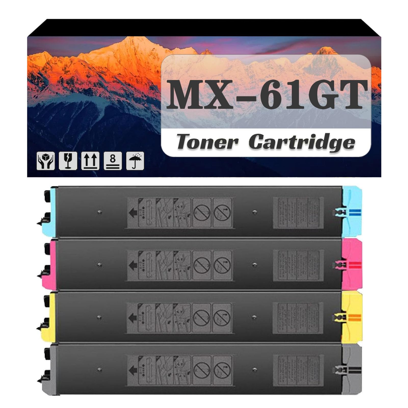 PuCio MX-61GT-MA MX-61GT-BA MX-61GT-YA MX-61GT-CA MX-61GT MX61GT Toner Ad Alta capacità Cartuccia Compatibile per Sharp MX-2651 MX-3051 MX-3061 MX-3071 MX-3551 MX-3561 Pin 4color