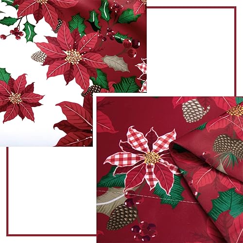 Miniatura 8 de SHINELAND Cortinas de cocina de Navidad, flor de pascua roja, cortina térmica corta para ventanas pequeñas, cortinas de Navidad para cocina, 45