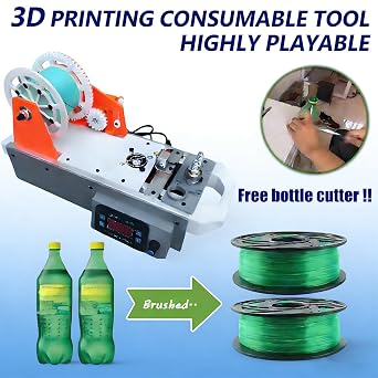 3D Printing Filament Making Machine, Desktop 3D Printer Extruder Filament Maker with Digital Display, Temperature/Speed Adjustable, Recycling PET Plastic Bottle into 3D Printing(White)