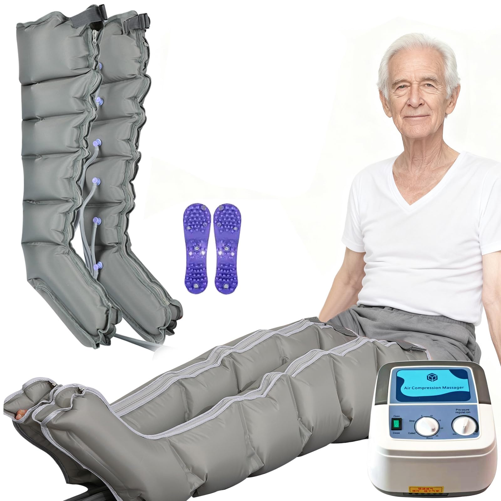 Presoterapia Profesional Para Casa Abdomen Y Piernas Brazos, Botas Presoterapia Piernas Y Abdomen, Maquina Presoterapia Piernas 6 Cámaras De Aire Masajeador De Pies Y Piernas Drenaje Linfatico Piern
