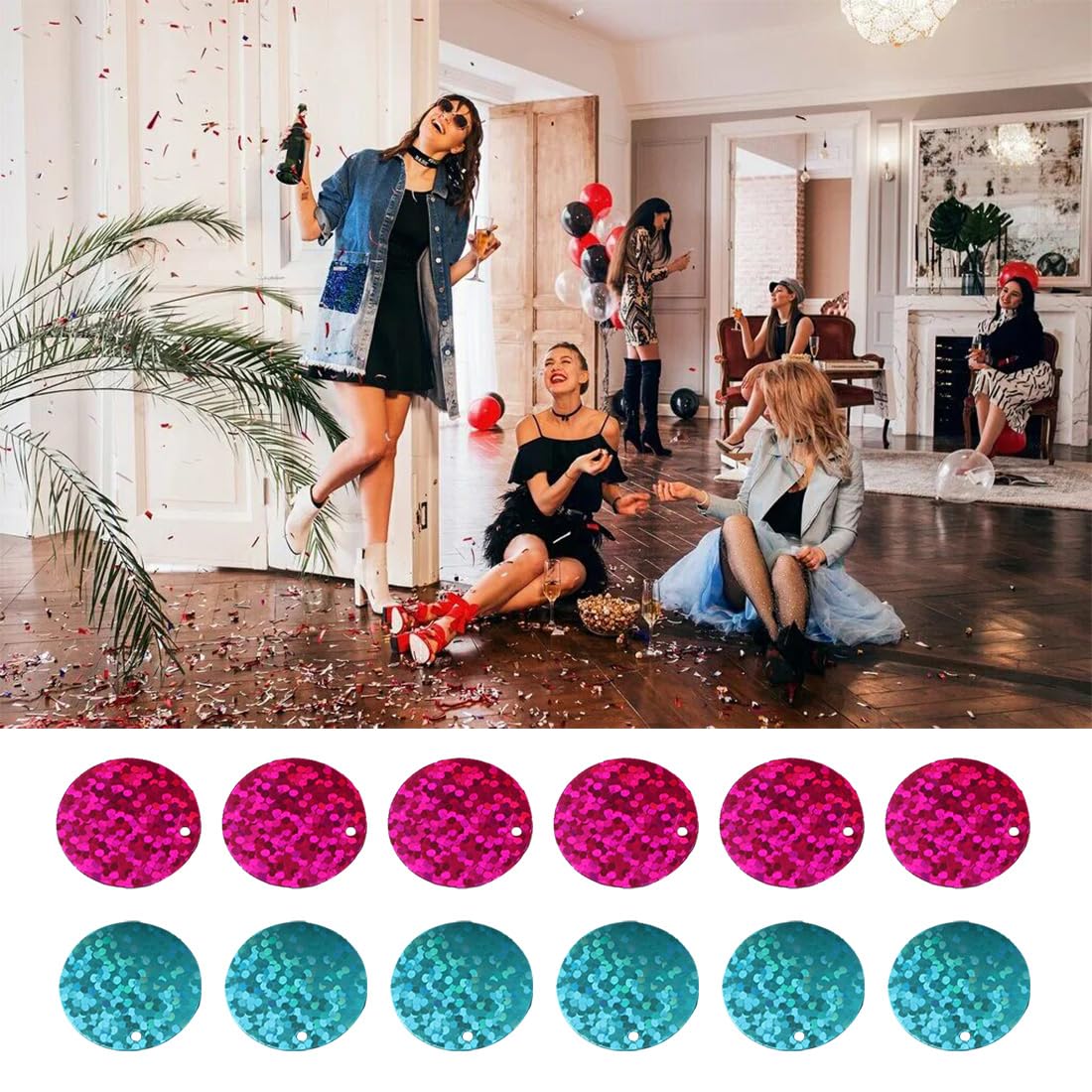 Paillette 2 Colori Grandi con Foro Laser PVC Rotonda Artigianato per Creazione Gioielli Cucito