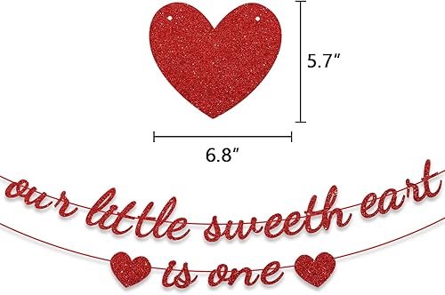 Miniatura 2 de Our Little Sweetheart - Pancarta de decoración para fiesta de primer cumpleaños temática de San Valentín decoración de cupcakes de dulce pastel