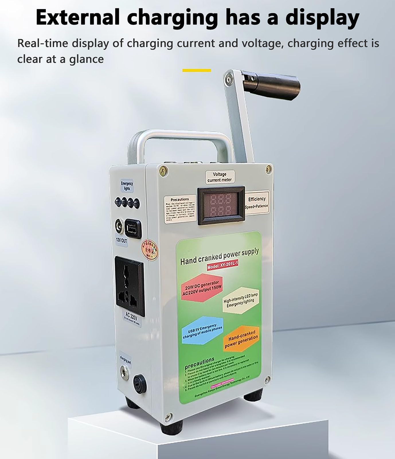 Generador De Cigüeñal Manual De 150w, Banco De Energía, Emergencia De Generador Portátil De Alta Potencia, Cargador Usb Para Actividades De Supervivencia Para Acampar De Viajes Al Aire Li(Size:AC220V)