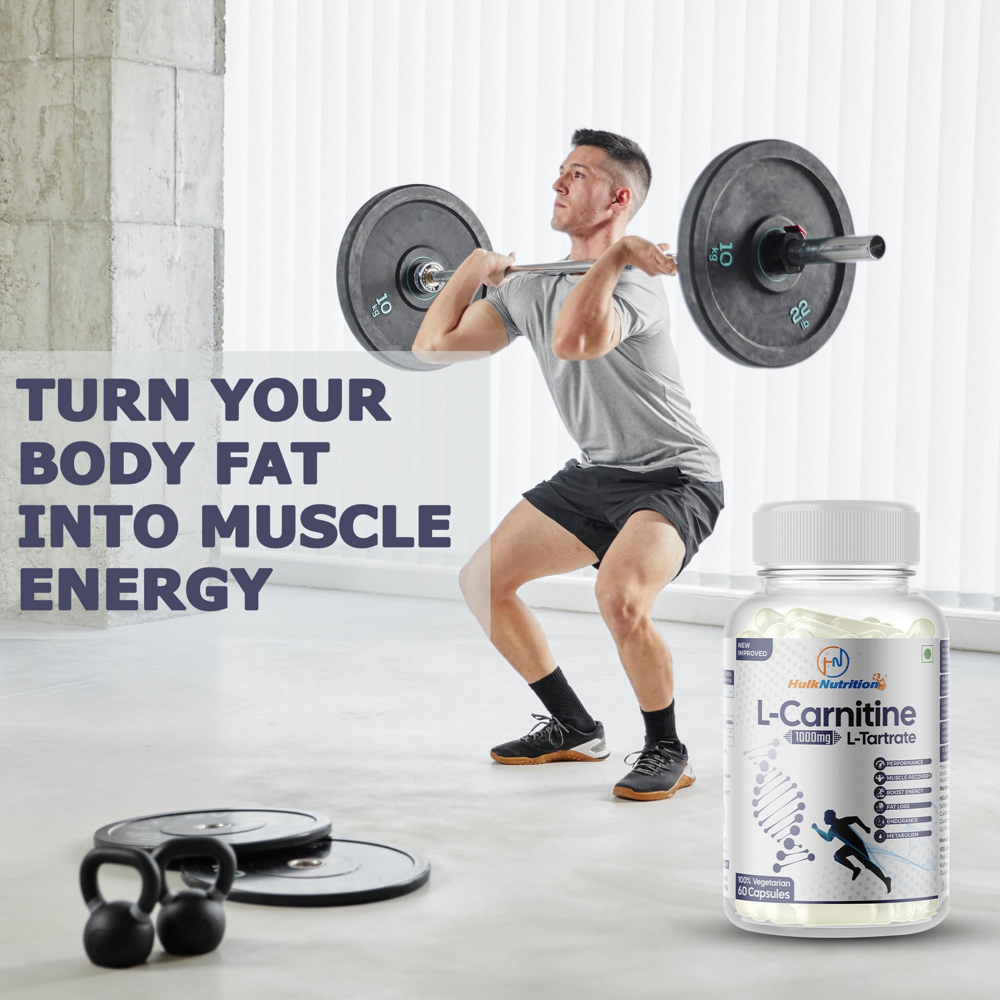 l carnitine plus green coffee extract हल्क पोषण प्रदर्शन L-Carnitine L-Tartrate | 60 कैप्सूल | मांसपेशियों की  वृद्धि के लिए वसा जलता है | रिकवरी को अधिकतम करता है