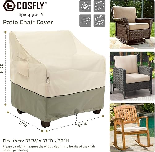 Miniatura 2 de COSFLY Fundas impermeables para sillas de patio para muebles de exterior, fundas de asiento profundo, fundas de muebles de césped para hasta 32