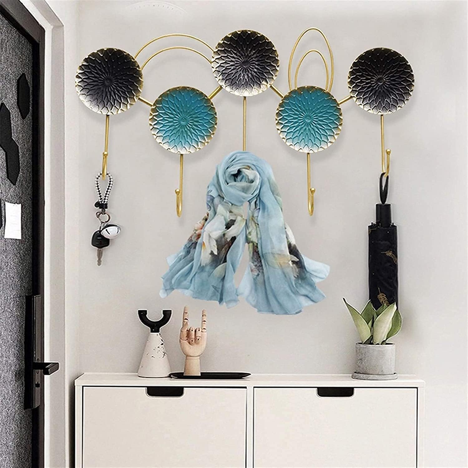Coat Hooks Wall-Mounted Stylish Wall-Mounted Coat Rack for Wall Wall Mounted Coat Rack Wall-Mounted Coat Rack Door Key Hook Entrance Wall Hanging Nordic (B Small)