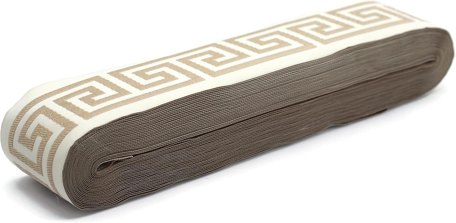 16 Yards Length 2.67 inches Width Greek Key Ribbon Trim Jacquard Trims for Your Drapes Curtains Drapery Banding Tape Upholstery Fabric 176-V2