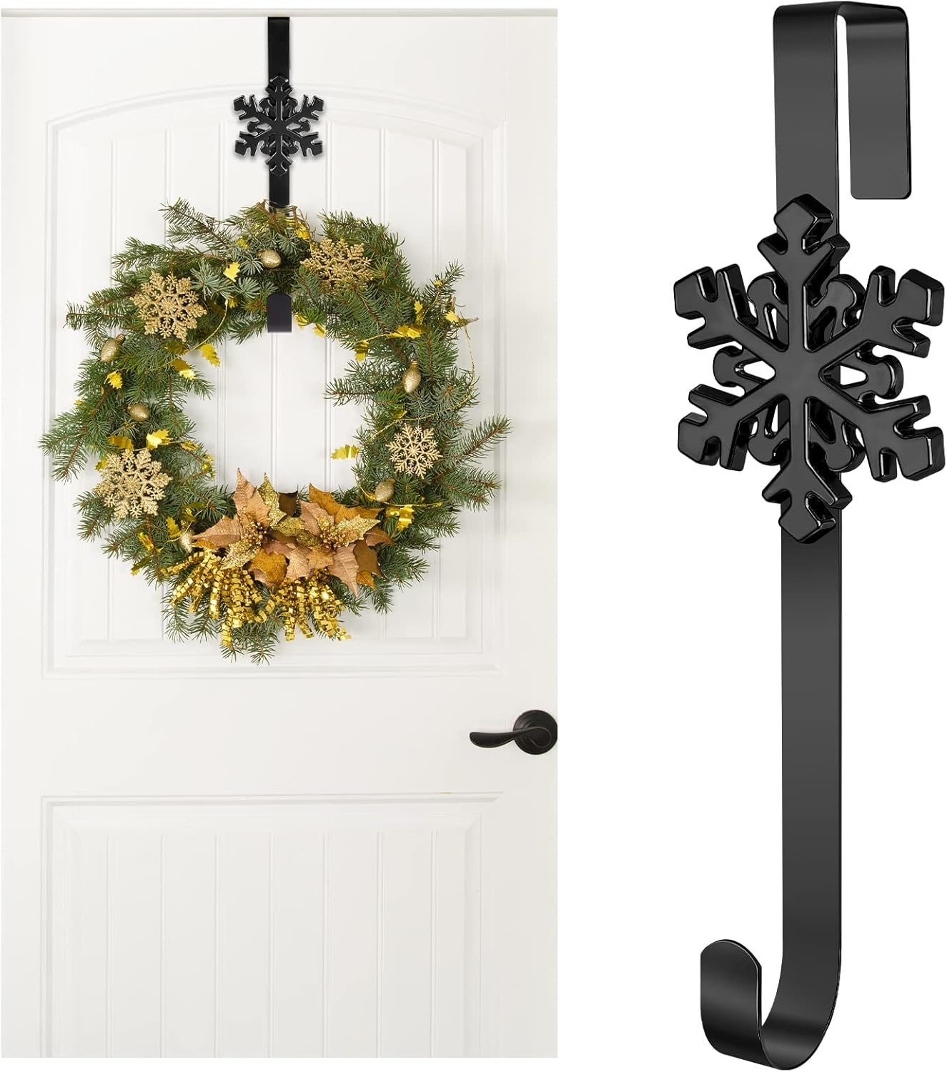 URATOT Christmas Bronze Metal Wreath Hanger 14.5 Inches Wreath Hook with Snowflake Interchangeable Icons for Front Door Heavy Duty Wreath Holder for Wreath Christmas Decorations : Home & Kitchen