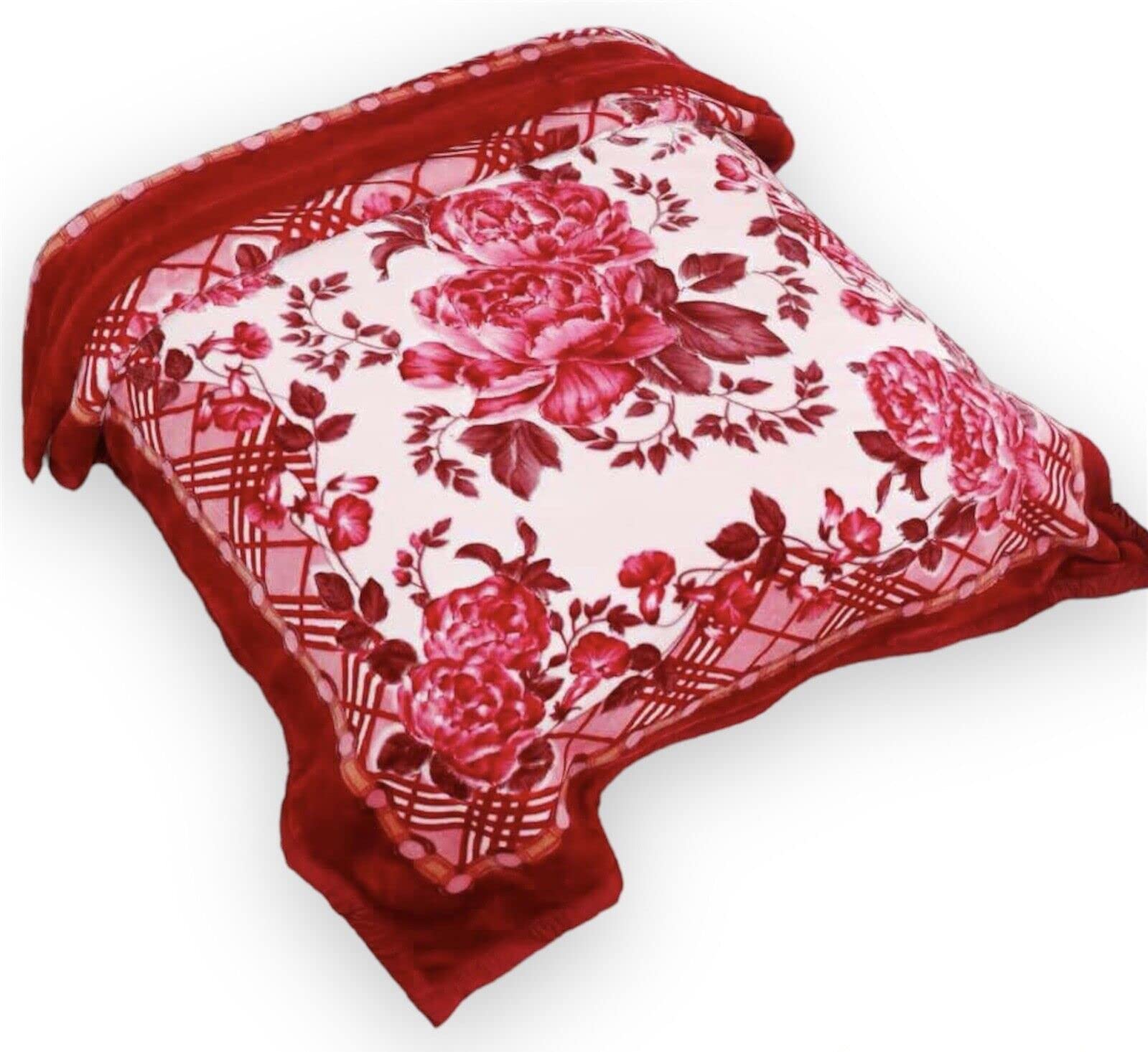Luxury Product 2 Ply Reversible Printed Blanket Thick Heavy Faux Fur King size Blanket/throw sofa/bed/Carpet/Floor (Red)
