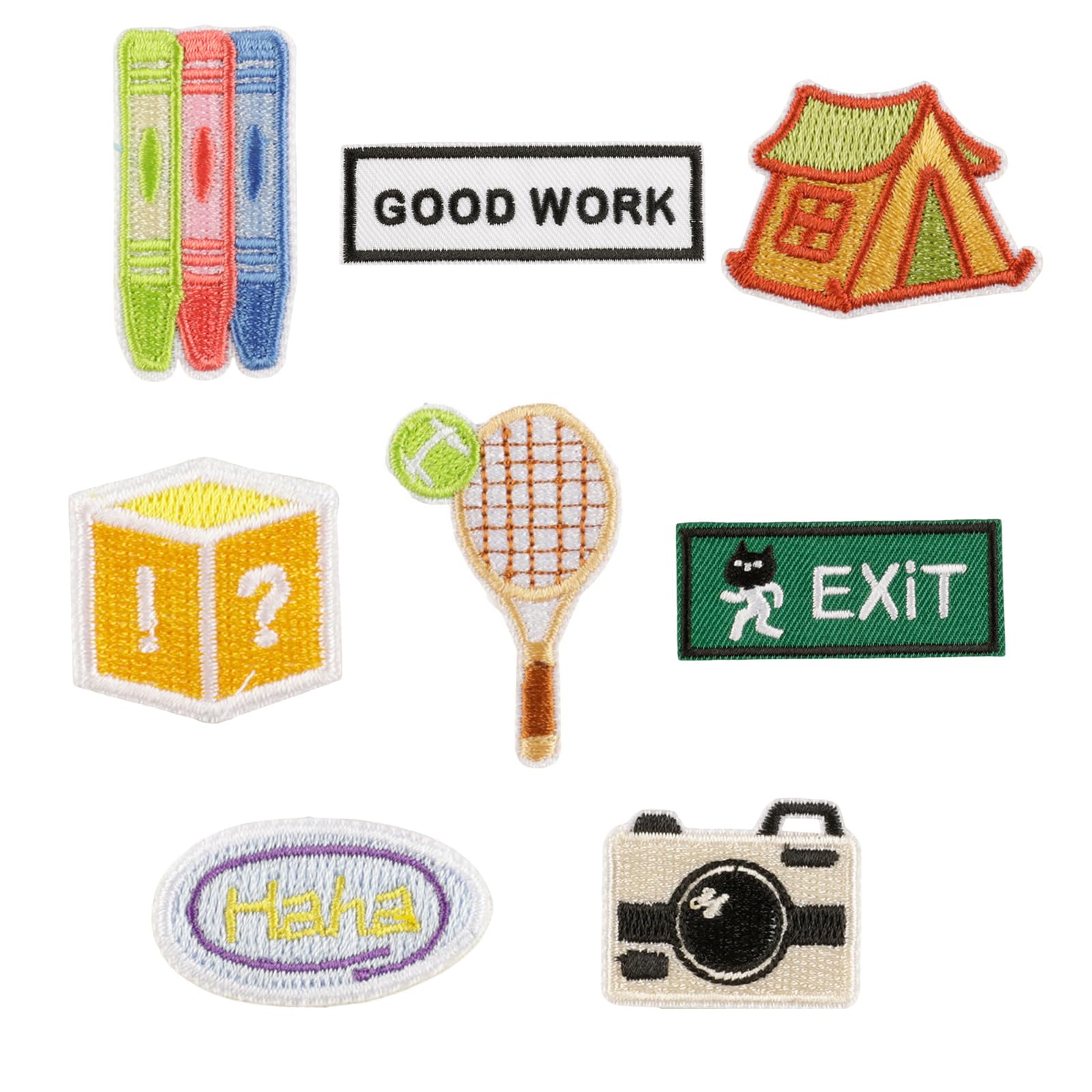 NEWFT 8 Pcs Sew On/Iron on Patches Camera Embroidered Patches Tennis Racket Sewing Applique for Backpacks Decorations