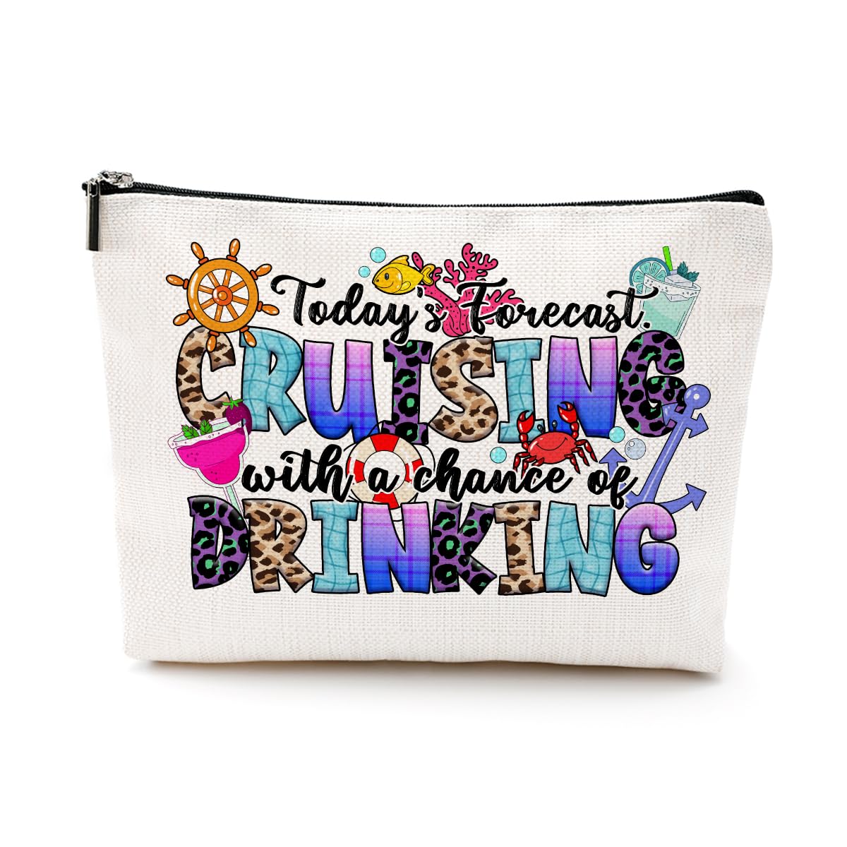 Cruise Life Makeup Bag Cosmetic Bag Funny Cruise Gifts Vacation Beach Themed Gifts for Women Sister Cruises Lovers Her Girls Trip Beach Stuff