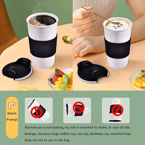 Miniatura 28 de Taza de café de viaje de cerámica, 12 onzas, portátil, taza de viaje con tapa, taza alta de doble pared, vaso para llevar para portavasos de NewDay