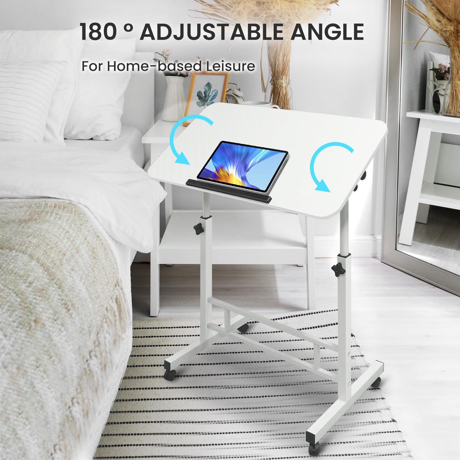 Aconcept Small Standing Desk Tiltable-Adjustable Height Mobile Stand Up Desk with Wheels 32 inch Portable Rolling Desks Laptop — view 7