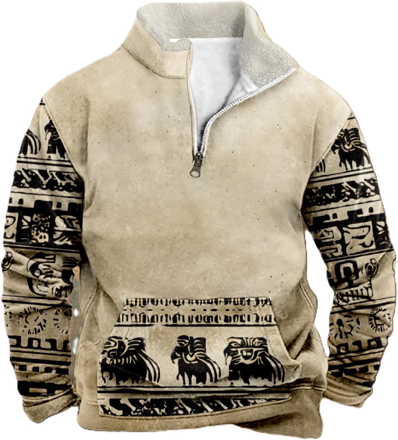 Men's Long Sleeve Half Zip Pullover Sweatshirts Western Cowboy Style Crewneck Lightweight Cool Hoodies With Pocket