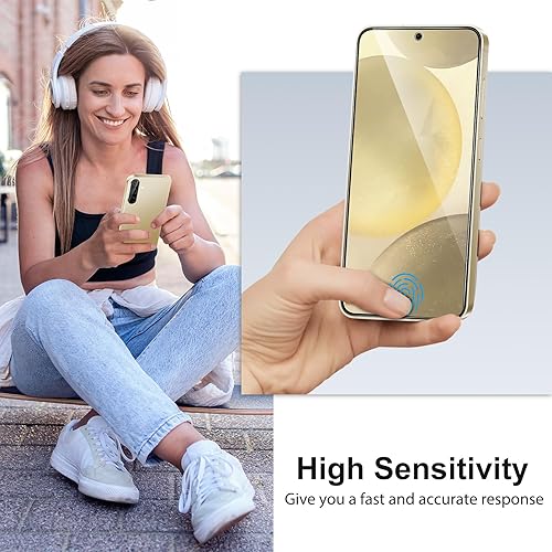 Miniatura 4 de SPARIN Paquete de 3+2 protectores de pantalla para Samsung Galaxy S24 5G de 6.2 pulgadas, protector de lente de cámara de vidrio templado 9H con