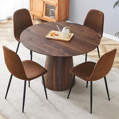 Vista 19 de Juego de mesa de comedor redonda para 4, juego de mesa de comedor pequeña de 45 pulgadas para 4, juego de comedor y sillas de comedor para 4